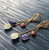 Pendant earrings with three threads and three semi-precious stones - 013